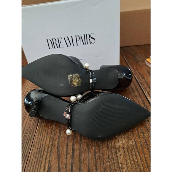 New 8.5 Dream Pairs Black Pearl High Heel Stiletto Elegant D'orsay Dress Shoes - Picture 10 of 11